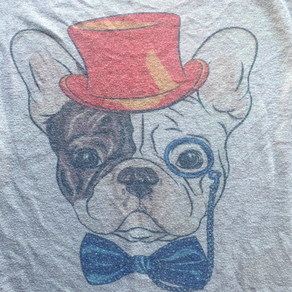 PARISIAN BRAND Cute French Bulldog Sweater Bow Red Hat Half Sleeve Gray Medium - Picture 2 of 5